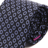 Dark Navy Blue & Purple Circle Printed Silk Tie - Tie Doctor